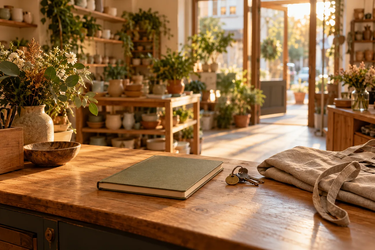 A quiet shop counter at the end of the working day